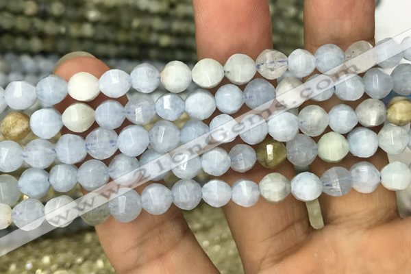 CAQ825 15.5 inches 6mm faceted round natural aquamarine beads