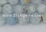 CAQ833 15.5 inches 10mm faceted nuggets aquamarine beads