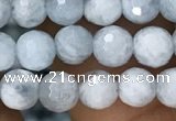 CAQ848 15.5 inches 6mm faceted round aquamarine beads wholesale