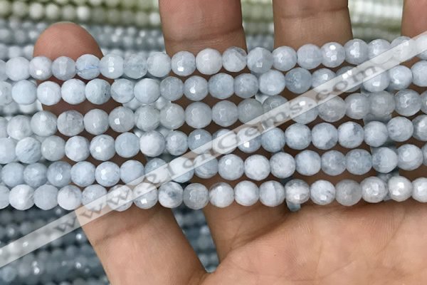 CAQ848 15.5 inches 6mm faceted round aquamarine beads wholesale