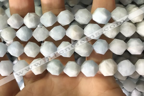 CAQ856 15.5 inches 12mm faceted nuggets aquamarine beads wholesale