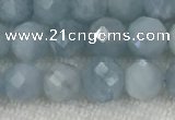 CAQ858 15.5 inches 6mm faceted round aquamarine gemstone beads