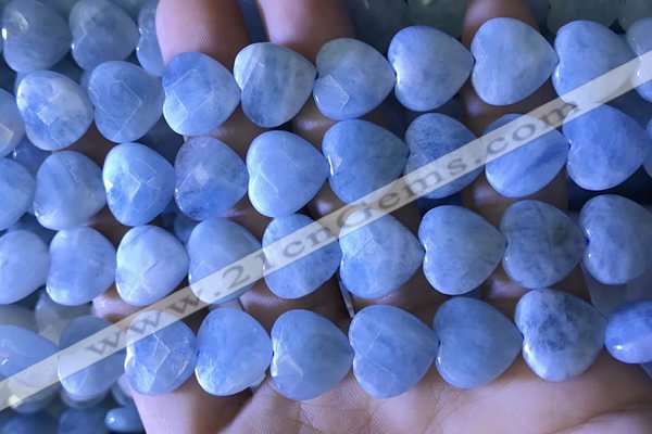 CAQ860 15.5 inches 13*14mm faceted heart aquamarine beads