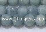 CAQ870 15.5 inches 6mmm faceted round aquamarine beads wholesale