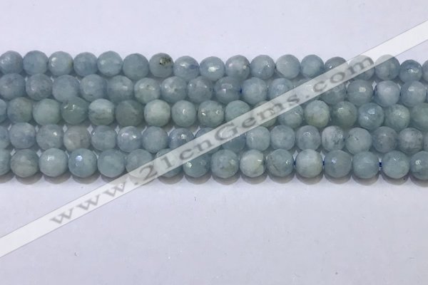 CAQ870 15.5 inches 6mmm faceted round aquamarine beads wholesale