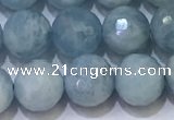 CAQ871 15.5 inches 8mmm faceted round aquamarine beads wholesale