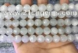 CAQ878 15.5 inches 10mm faceted round aquamarine gemstone beads