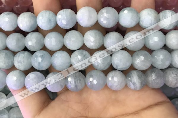 CAQ879 15.5 inches 11mm faceted round aquamarine gemstone beads
