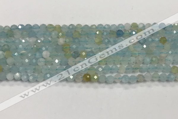 CAQ881 15.5 inches 3.5mm faceted round tiny aquamarine beads