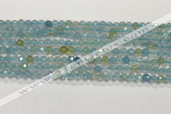 CAQ883 15.5 inches 3.5mm faceted round tiny aquamarine beads