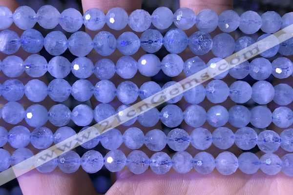 CAQ886 15.5 inches 6mm faceted round natural aquamarine beads