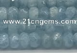 CAQ890 15.5 inches 3.5*6mm faceted rondelle aquamarine beads