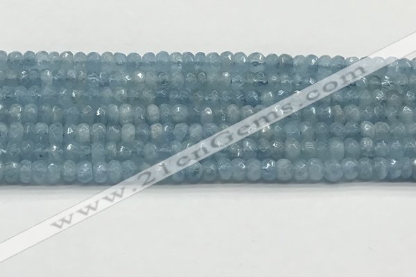 CAQ890 15.5 inches 3.5*6mm faceted rondelle aquamarine beads