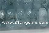 CAQ894 15.5 inches 5*12mm faceted rondelle aquamarine beads