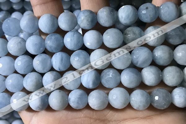 CAQ903 15.5 inches 10mm faceted round aquamarine beads