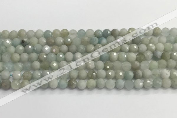 CAQ911 15.5 inches 6mm faceted round aquamarine beads wholesale