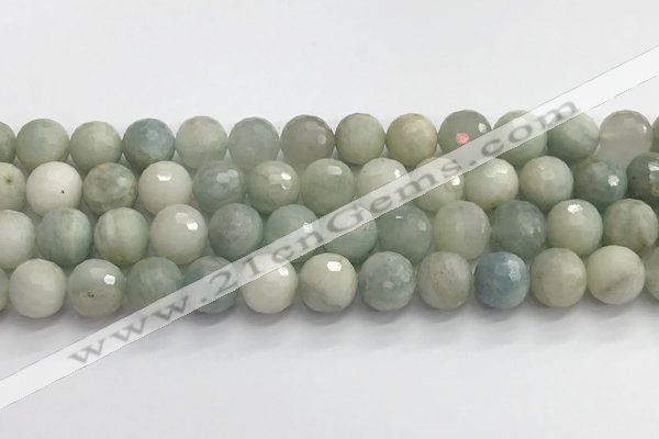 CAQ914 15.5 inches 12mm faceted round aquamarine beads wholesale