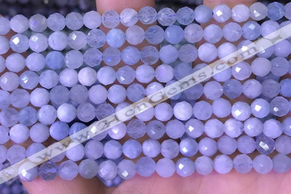 CAQ920 15.5 inches 5mm faceted round aquamarine gemstone beads