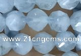 CAQ922 15.5 inches 6mm faceted nuggets aquamarine gemstone beads