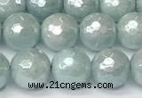 CAQ927 15 inches 8mm faceted round AB-color imitation aquamarine agate beads