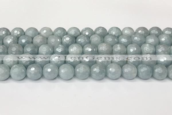CAQ928 15 inches 10mm faceted round AB-color imitation aquamarine beads