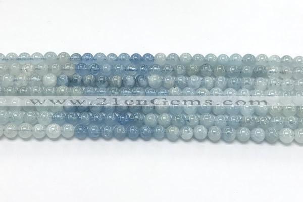 CAQ935 15 inches 6mm round aquamarine gemstone beads