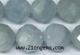 CAQ947 15 inches 10mm faceted round aquamarine beads