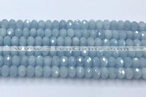 CAQ950 15 inches 6*8mm faceted rondelle aquamarine beads