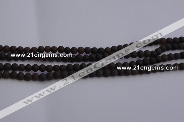 CAR208 15.5 inches 5mm - 6mm round matte natural amber beads