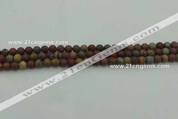 CAR360 15.5 inches 4mm round matte red artistic jasper beads