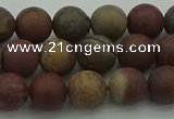 CAR361 15.5 inches 6mm round matte red artistic jasper beads