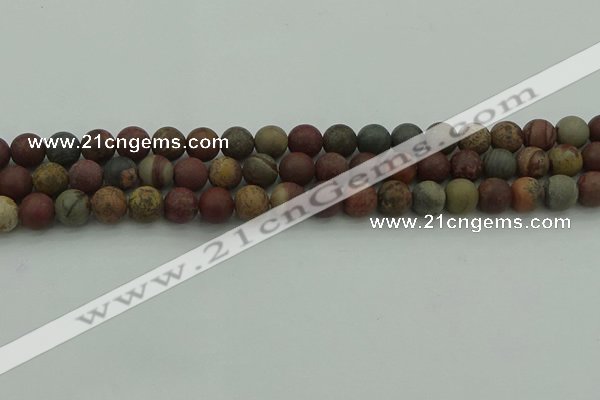 CAR361 15.5 inches 6mm round matte red artistic jasper beads