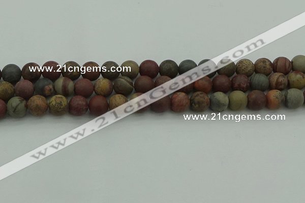 CAR362 15.5 inches 8mm round matte red artistic jasper beads