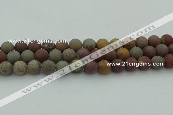 CAR364 15.5 inches 12mm round matte red artistic jasper beads