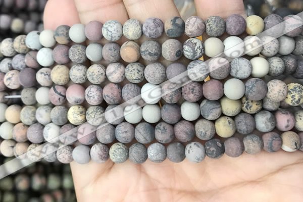 CAR370 15.5 inches 4mm round matte artistic jasper beads wholesale