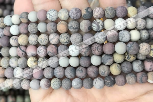 CAR371 15.5 inches 6mm round matte artistic jasper beads wholesale