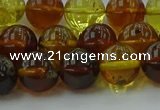 CAR503 15.5 inches 9mm - 10mm round natural amber beads wholesale