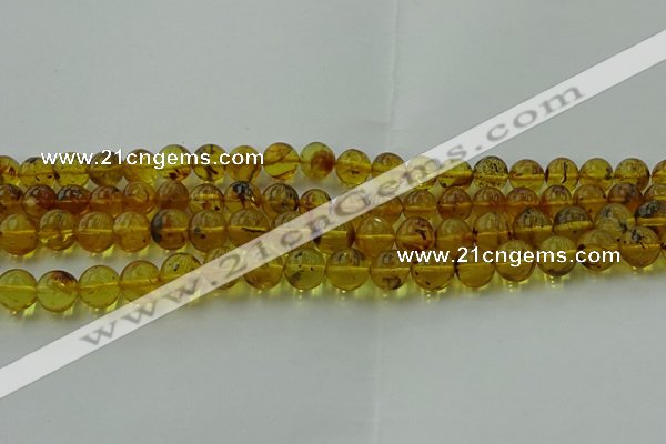 CAR523 15.5 inches 8mm - 9mm round natural amber beads wholesale