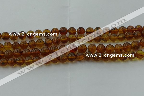 CAR527 15.5 inches 7mm - 8mm round natural amber beads wholesale