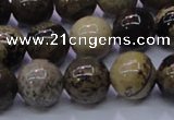 CAR53 15.5 inches 10mm round yellow artistic jasper beads