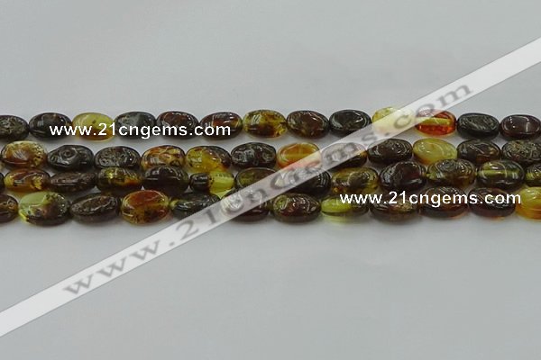 CAR546 15.5 inches 7*11mm - 8*12mm oval natural amber beads