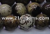 CAR55 15.5 inches 14mm round yellow artistic jasper beads