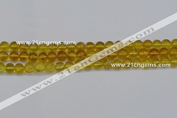 CAR552 15.5 inches 7mm - 8mm round natural amber beads wholesale