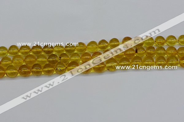 CAR564 15.5 inches 9mm - 10mm round natural amber beads wholesale