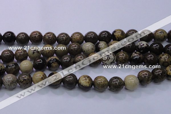 CAR57 15.5 inches 18mm round yellow artistic jasper beads