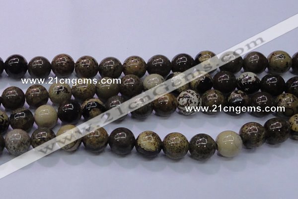 CAR58 15.5 inches 20mm round yellow artistic jasper beads