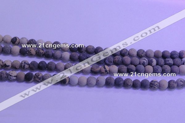 CAR61 15.5 inches 6mm round matte yellow artistic jasper beads