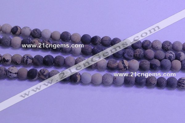 CAR63 15.5 inches 10mm round matte yellow artistic jasper beads