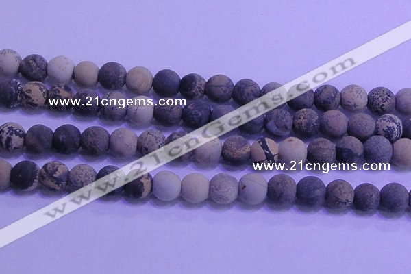 CAR65 15.5 inches 14mm round matte yellow artistic jasper beads