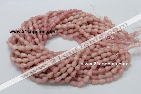 CAS12 15.5 inches 6*10mm teardrop pink angel skin gemstone beads